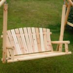 2-Seat Wooden Swing Bench, Ergonomic Design, 'A' Frame Construction, Stable and Non-Slip, Solid Wood Frame Log Garden Swing, for Outdoor and Indoor, Natural Wood - Image 7