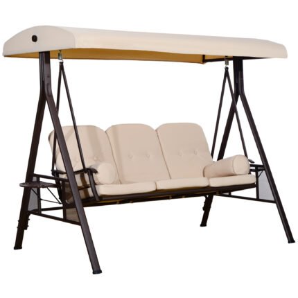 3-Seat Patio Swing Chair with Outdoor Porch Swing Glider