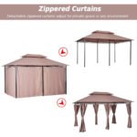10' x 13' Patio Gazebo, Outdoor Gazebo Canopy Shelter with Curtains, Vented Roof, Steel Frame for Garden, Lawn, Backyard and Deck - Image 5