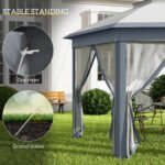 13' x 13' Pop Up Gazebo Hexagonal Canopy Shelter with 6 Zippered Mesh Netting for Patio Backyard Garden Wedding Party - Image 6