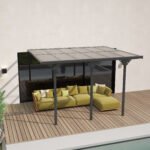 12' x 10' Outdoor Polycarbonate Pergola, Transparent UV Blocking Awning, Hardtop Deck Gazebo, Aluminum, Gray - Image 8