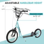 Teens Youth Scooter Ride On Toy with Adjustable Handlebar, Dual Brakes, and Inflatable Wheels For Kids 5+ - Image 7
