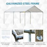 9.6' x 19.5' Carport Heavy Duty Galvanized Car Canopy w/ Included Anchor Kit, 3 Reinforced Steel Cables, White - Image 5