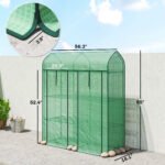 3 Tier Mini Greenhouse, Small Portable Greenhouse with 2 Roll-up Doors, 56.3" x 18.1" x 65", Green - Image 3