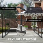 12' x 20' Metal Carport, Heavy Duty Garage Car Canopy with Galvanized Metal Roof and Removable Sidewalls, Dark Gray - Image 6
