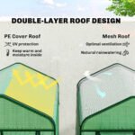 Mini Greenhouse with Screen Roof, Portable Small Greenhouse with Roll-Up Zipper Door, 27.6" x 19.7" x 50", Green - Image 4