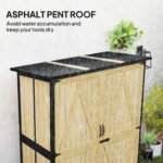 Wood Storage Shed, Outdoor Garden Shed with Asphalt Roof, 2 Shelves, Lockable Doors and Adjustable Feet, Natural - Image 5
