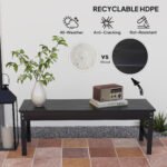 47" Outdoor Bench Seat, HDPE All-Weather Garden Bench, Backless Slatted Patio Bench for Yard, Porch, Park, Black - Image 5