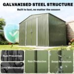 9' x 6' Outdoor Storage Shed, Garden Tool Metal Shed with Foundation Kit, Double Lockable Door, Air Vents and Sloping Roof, for Backyard, Patio, Lawn, Green - Image 4