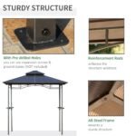 8' x 5' Barbecue Grill Gazebo Tent, Outdoor BBQ Canopy with Side Shelves, and Double Layer PC Roof, Brown - Image 4