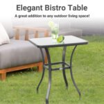 27" Square Bistro Table Garden Dining Table Outdoor Tempered Glass Table - Image 4