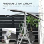 2-Seater Outdoor Porch Swing with Canopy and Table, Patio Swing Chair for Garden, Poolside, Backyard, Gray - Image 4