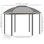 12' x 12' Round Outdoor Gazebo, Patio Dome Gazebo Canopy Shelter with Double Roof, Netting Sidewalls and Curtains, Zippered Doors, Strong Steel Frame - Image 3