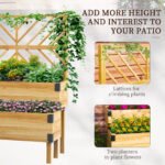 2 Tier Trellis Planter, Wooden Raised Garden Bed, Natural - Image 4