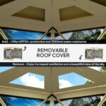 11 x 11ft Pop Up Gazebo Screen Tent with Removable Roof Cover, Roll-up Wind Panels for Camping, Backyard - Image 5