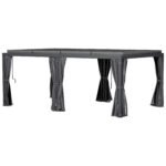 12' x 19' Aluminum Pergola with Adjustable Louvered, Outdoor Pergola with Curtains and Netting
