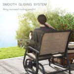 2 Pieces Outdoor Glider Chair, Steel Swing Chai with Curved Armrests for Porch, Garden, Poolside, Balcony, Mixed Brown - Image 4