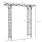 82'' Decorative Metal Garden Trellis Arch with Durable Steel Tubing & Elegant Scrollwork, Perfect for Weddings - Image 3