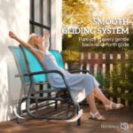 3-Person Outdoor Patio Glider Bench, Porch Glider Swing with 3 Seats, Breathable Mesh Fabric, Metal Frame, Blue - Image 4