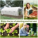 20' x 10' x 7' Walk-in Tunnel Greenhouse with Zippered Mesh Door & 8 Mesh Windows, Gardening Plant Hot House with Galvanized Steel Hoops, White - Image 8
