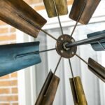 Windmill Weather Vane, Wind Vane with Bottom Shelf, Steel Windmill Head, Stained Wood - Image 7