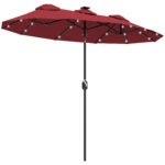 Double-sided Patio Umbrella, 9.7 ft. Outdoor Umbrella with 45-Degree Tilt and Crank, LED Solar Light and 12 Ribs - Image 13