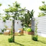 7.3ft Steel Garden Arch Trellis, Garden Arbor Trellis for Climbing Plants Roses Wisteria Vines, Flower Arch Wedding Arch Stand for Outdoor, Garden, Lawn, Backyard, Black - Image 8