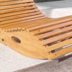 Outdoor Rocking Chair w/ Slatted Seat, Wooden Rocking Chair, 51.25" x 23.5" x 23.5", Teak - Image 8