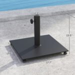 Square Patio Umbrella Base, 29 lbs Metal Umbrella Stand Base with Adjustable Foot Pads, Heavy Duty Patio Umbrella Holder for 1.5"/1.9" Umbrella Poles for Outdoor, Lawn, Poolside - Image 3
