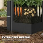 Raised Garden Bed Galvanized Planter Box Outdoor with Gloves for Gardening Vegetables, Flower, Herb, 1.4 x 1.4 x 1.5 ft, Black - Image 4