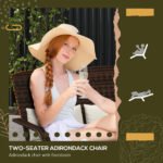 2 Person Patio Wicker Adirondack Chair, High-Back Fire Pit Chair with Cushions, Cream White - Image 7