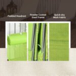 2 Piece Folding Chaise Lounge Chairs, Pool Sun Tanning Chairs with Reclining Back, Breathable Mesh Seat, Headrest for Beach, Yard, Patio, Green - Image 6