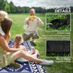 Reversible Outdoor Rug, Waterproof Plastic Straw with Carry Bag, 9' x 18', Blue & White Rhombus Patchwork - Image 8