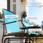 2 Seater Glider for Outside Outdoor Glider Seat with Breathable Mesh Fabric Armrests for Backyard Garden Porch Blue - Image 8