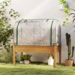Raised Garden Bed with PE Greenhouse Cover Outdoor Planter Box for Herbs and Vegetables, 48 x 22 x 46 inch, Sand - Image 8