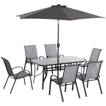 8 Pieces Patio Furniture Set with 9Ft Patio Umbrella