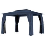 10' x 12' Outdoor Patio Gazebo, Soft Top Gazebo Canopy Shelter with Curtains, Netting, Steel Frame, Hooks