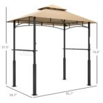 8' x 5' Outdoor Grill Gazebo, Barbecue Gazebo Shelter with LED Light, 2 Side Shelves, Hooks, Bottle Opener, Dark Brown - Image 3