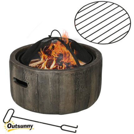 Outdoor Fire Pit with 18 Inch Metal Wood Burning Fireplace