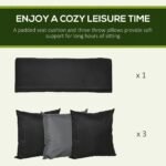 3-Seat Patio Swing Chair, Porch Swing Glider with Cushion, 3 Throw Pillows & Adjustable Canopy for Porch, Garden, Poolside, Backyard, Black - Image 6