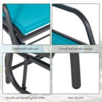 2 Pieces Outdoor Glider Chair, Steel Swing Chai with Curved Armrests for Porch, Garden, Poolside, Balcony, Blue - Image 7