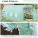 20' x 10' x 7' Walk-In Tunnel Greenhouse with Zippered Door & 8 Mesh Windows, Large Garden Green House Kit, Galvanized Steel Frame, Green - Image 6