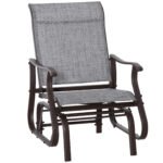 Outdoor Glider Chair, Gliders for Outside Patio with Steel Frame and Mesh Fabric for Backyard, Garden, and Porch, Gray
