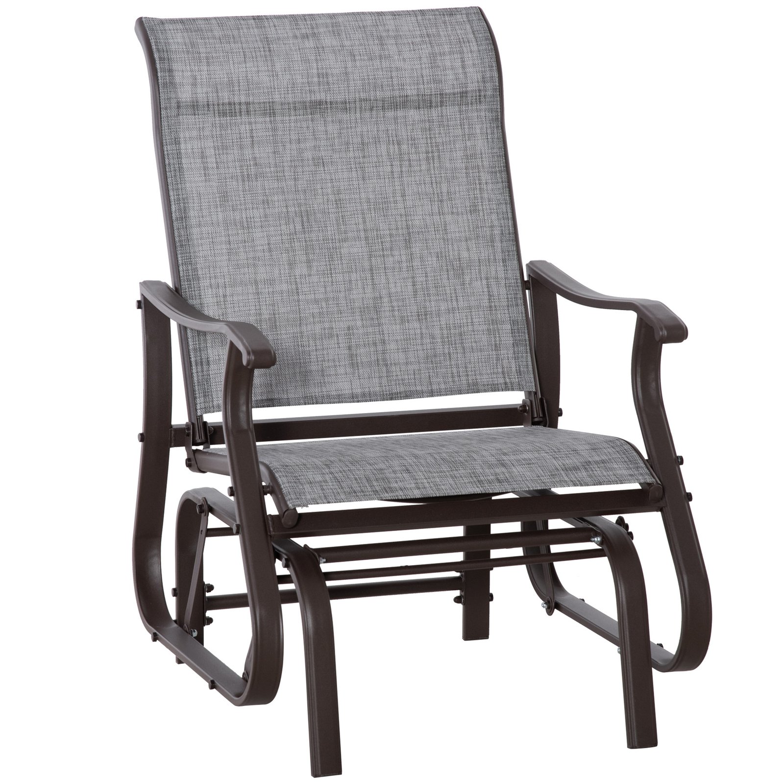 l8Qb1119d76a1c4e8.jpg Outdoor Glider Chair, Gliders for Outside Patio with Steel Frame and Mesh Fabric for Backyard, Garden, and Porch, Gray - Image 1
