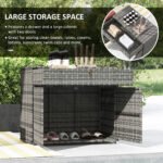 Outdoor Storage Cabinet, Waterproof PE Rattan Cabinet with Drawer for Indoor, Outdoor Swimming Pool, Gray - Image 4