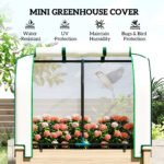 Raised Garden Bed with PE Greenhouse Cover Outdoor Planter Box for Herbs and Vegetables, 35 x 22 x 47 inch, Natural - Image 4