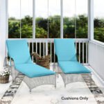 Foldable Chaise Lounge Cushion Set of 2, Outdoor Lounge Chair Cushion Set, UPF50+ 200gsm Fabric, 48" x 23", Light Blue - Image 8