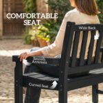 2-Person Garden Bench, HDPE Outdoor Bench with 530 lbs Capacity, Curved Seat for Backyard, Park, Porch, Lawn, Black - Image 7