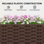Planter Box with Trellis, Self Watering Raised Garden Bed with Lockable Wheels and Drainage Holes, Brown - Image 7