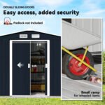 9' x 6' Outdoor Storage Shed, Garden Tool Metal Shed with Foundation Kit, Double Lockable Door, Air Vents and Sloping Roof, for Backyard, Patio, Lawn, Dark Gray - Image 5